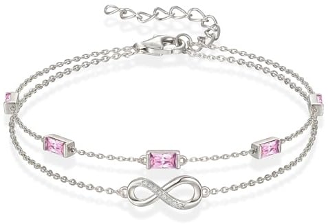 G&GEMSJEW Infinity Armband Damen- 925 Sterling Silber Layered-Armbänder für Damen, Armbänder Damen Mit Cubic Zirkonia Verstellbare Armband Schmuck für Damen Muttertag Valentinstag