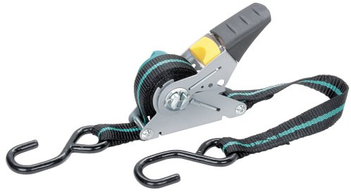 Wolfcraft 3271000 Ratschen-Bandspanner mit Haken und Bandaufwicklung (Spannkraft 80 kg) 4 m Mehrfarbig 100kg/4m Haken