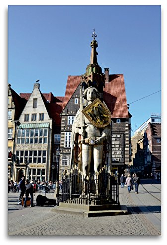 Premium Textil-Leinwand 80 x 120 cm Hoch-Format Bremer Roland - BREMEN | Wandbild, HD-Bild auf Keilrahmen, Fertigbild auf hochwertigem Vlies, Leinwanddruck von Günther Klünder
