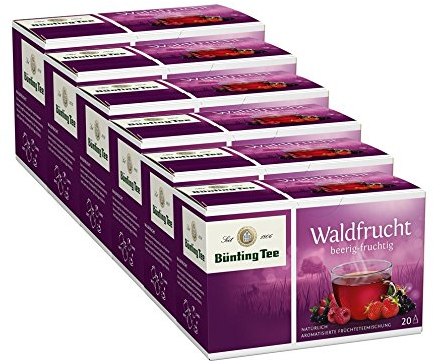 Bünting Tee Waldfrucht 12er Pack – Früchtetee – 12 x 20 Teebeutel