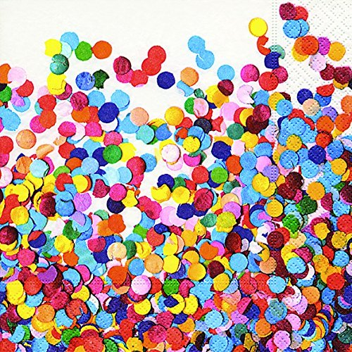 20 Servietten Konfetti bunt/Party/Geburtstag/Fasching/Karneval 33x33cm