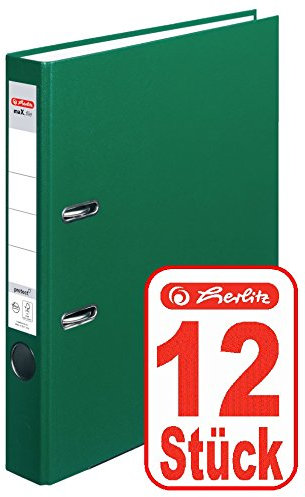 Herlitz Ordner maX.file protect A4 5cm, PP-Folienbezug beschichtet, mit Wechselfenster (grün | 12er)