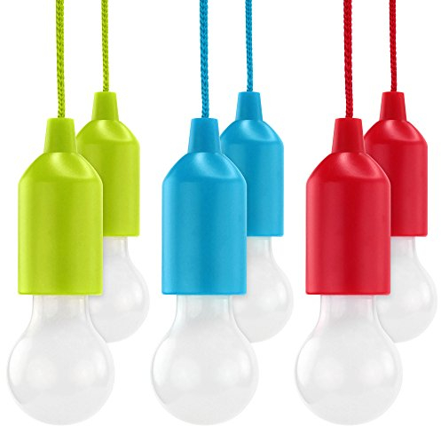 HyCell Pull Light 6er Set mit Zugschalter inkl. AAA Batterien - tragbare LED Lampe warmweiß - mobile Leuchte ideal für Garten Schuppen Zelt Camping Dachboden Kleiderschrank oder Party Dekoration
