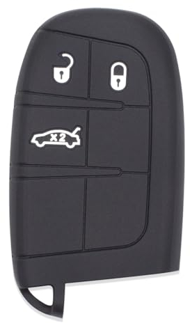 Coque de Silicone Cover Clé pour Jeep Renegade Cherokee Fiat 500X Fremont Chrysler Dodge - 3 Boutons (Noir)