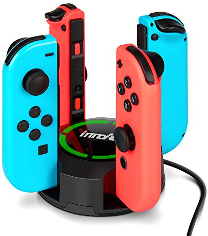 innoAura Ladestation für Switch Controller, Kompatibel mit NS Switch und Switch OLED J-Con, 4 en 1 Switch Controller Ladestation Con indicadores de luz LED