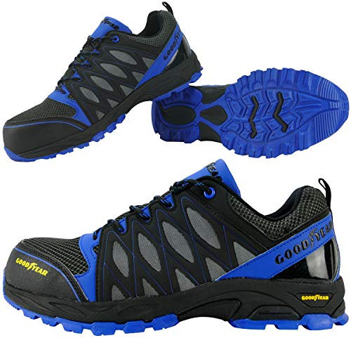 Goodyear 1503WT S1P/SRA/HRO Herren Metallfreie Zehen- und Zwischensohlen-Sicherheitstrainer aus Verbundwerkstoff, 1503 - Schwarz/Blau, 40 EU