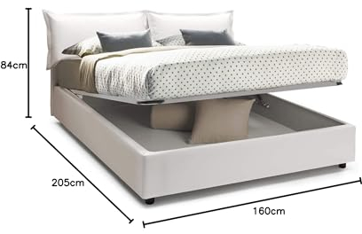 Talamo Italia - Doppelbett Jasmine, Bettkasten mit Kunstlederbezug, 100 % Made in Italy, Öffnung vorne, inklusive Matratze 160 x 200 cm, Weiß