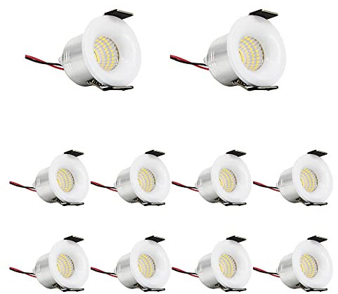 Premium X 10x LED Mini Spotlight Einbauspots 3W 240V 3000K 300LM Deckenspot Leuchte Decken-Einbau-Strahler warmweiß ALU weiß Einbauleuchte Spot-Strahler