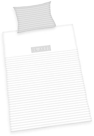 Herding I Love You Bio-Bettwäsche-Set, GOTS-zertifiziert, Wendemotiv, Kopfkissenbezug 40 x 60 cm mit Hoteleinschlag, Bettbezug 100 x 135 cm mit leichtläufigem Reißverschluss, Baumwolle/Renforcé