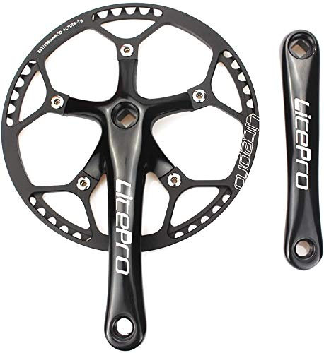 CYSKY Single Speed Kurbelgarnitur MTB Kurbelgarnitur 53T 170mm Kurbelarm 130 BCD Mountainbike Kurbelgarnitur IXF für Single Speed Bike, Rennrad, Fixie, Dahon (Square Taper, Black)