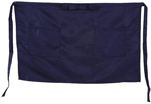Serverschürzen mit 2 Taschen - Taillenschürze Kurze Schleife Schürze Taillengurt Verstärkte Nähte Halbe Schürze für Kellner Kellnerin(Navy blau)
