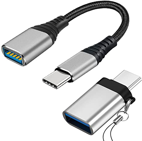 Seminer USB C auf USB 3.0 Adapter [2 Pack], USB-C auf USB-A Adapter Kabel, USB-C auf USB-A 3.0 OTG Adapter mit Lanyard kompatibel für MacBook Pro 2020, Samsung Notebook 9, Dell XPS, Typ C Geräte
