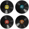 Interluxe LED Untersetzer RUND 4er Set - Vinyl Rock - Schallplattenmotiv Geschenkidee Freunde Kollegen Geschwister Eltern 70er 80er Stil