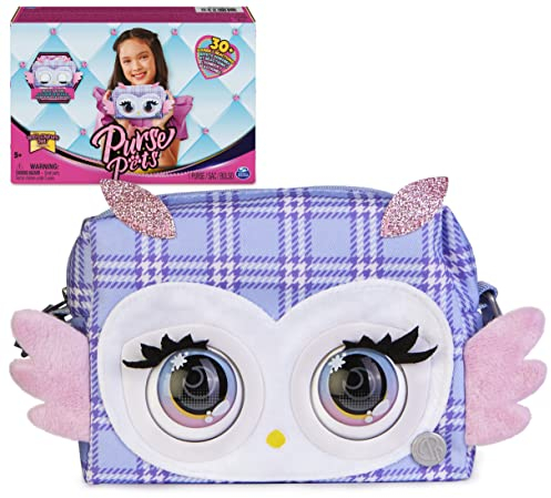 Purse Pets, Print Perfect Hoot Couture Owl, interaktive Stofftier-Handtasche mit über 30 Geräuschen und Reaktionen, Kinderspielzeug für Mädchen