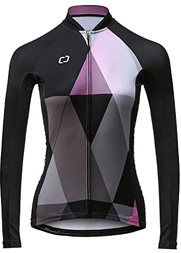 CATENA Radtrikot Damen Langarm Fahrradtrikot Moutainbike Tops Fahrradshirt Bikeshirts MTB Rennrad Radsport Bekleidung Atmungsaktiv Schnell Trocknend Einfarbig Cycling Jersey für Frauen, XL