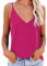 NONSAR Canottiera da donna con spalline sottili, basic top lungo, con spalline regolabili, cami camisole, Rosa., XL