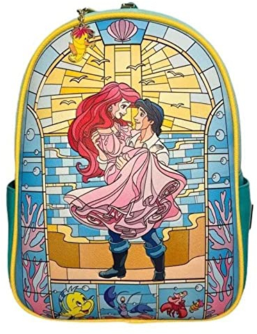 Loungefly Buntglas The Little Mermaid Ariel Mini Rucksack Exclusive, Mehrfarbig/Meereswellen (Ocean Tides), Modern