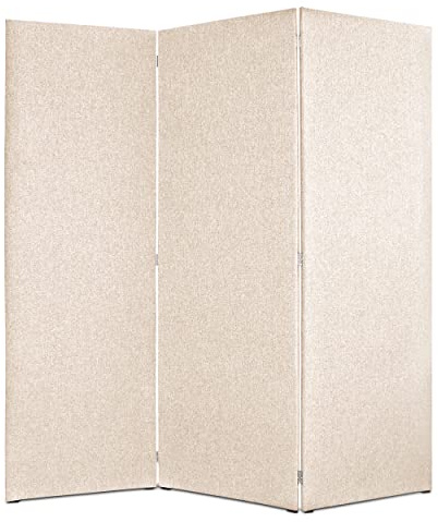 DESHOME - Separe divisorio interno dal design moderno, tessuto idrorepellente struttura in legno 3 ante - Separè divisorio paravento richiudibile pieghevole (Beige)