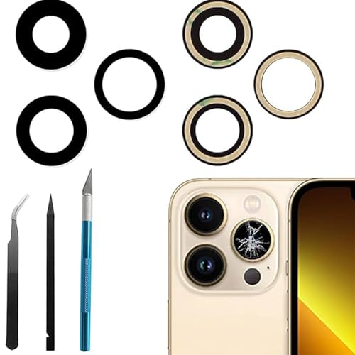 3pcs 13 Pro Max / 13 Pro Sapphire Rear Back Camera Glass Lens Replacement for iPhone 13 Pro for iPhone 13 Pro Max with Adhesive Preinstalled Includes Replacement Repair Toolkit Set