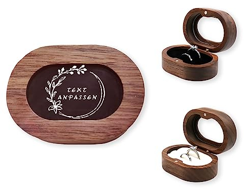 LAIFU Hölzerne Ring Box Personalisierte Ring Box Mit Text und Design für Vorschlag Hochzeit Verlobung