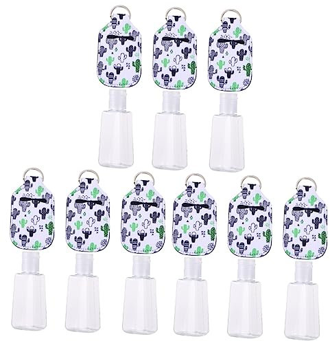 Alipis 9ensembles Set De Flacons Porte-clé Néoprène Et Motifs Cactus Pour Gel Lotion Et Liquides Flacons