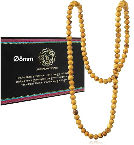 MUT22 Palo Santo Halskette 8 mm, heiliger Schmuck mit Aromatherapie und schützenden Eigenschaften, Herkunft Peru (8 mm)