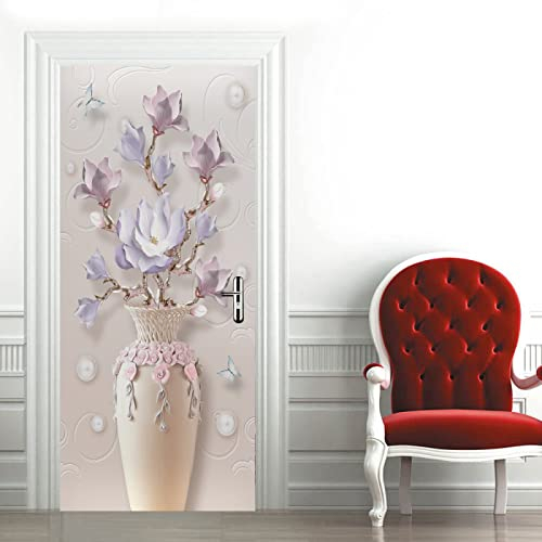 Türtapete Selbstklebend Bonsai Magnolie Türposter Türaufkleber Abnehmbare Vinyl türfolie Fototapete diy Wandbild Wohnzimmer Schlafzimmer Kinderzimmer Badezimmer B100 x H200cm