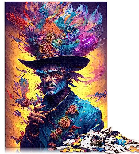 Puzzles für „Mann mit Hut“, Pop-Art-Puzzle, 1000 Teile, Holzpuzzle für Erwachsene und Kinder ab 12 Jahren, tolles Geschenk für Erwachsene, Größe: 50x75 cm