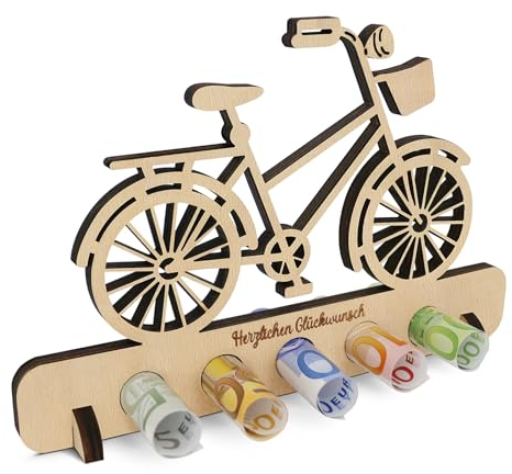 Sugeru Geldgeschenke Geburtstag - deko Fahrrad | Geldgeschenk Reise | Geschenke aus Holz - Geschenke Geldgeschenk für Frauen und Männer | Urlaubskasse Spardose | Camping Deko (Fahrrad)