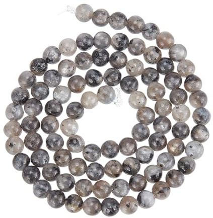 NBEADS 5 Strands About 455 Pcs Natural Labradorite Beads, 4mm Smooth Round Stone Beads Loose Gemstone Beads Spacer Beads for DIY Crafts Necklace Bracelet Jewelry Making