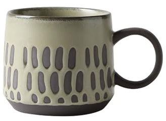 Xfeyaqlo Taza Vintage Ceramica, Taza Desayuno Grande 450ml, Disfruta de Tu Tiempo Libre (Bambú)