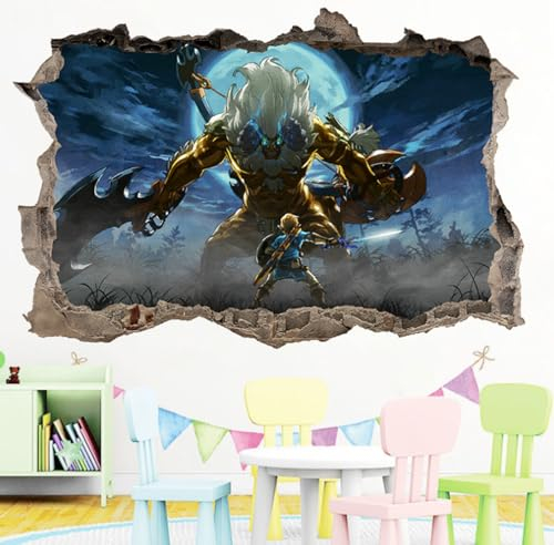 2.stücke Der Wand Durchdringen Dreidimensionale Ritter Cartoon Anime Wandaufkleber Für Kinderzimmer Entfernbare Dekorative Wandaufkleber 40,60cm