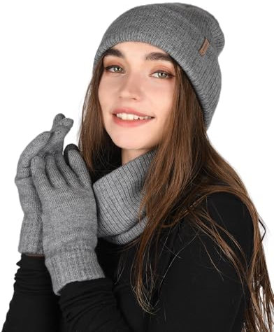 FURTALK Damen Winter Beanie Schal und Handschuhe im 3er-Set