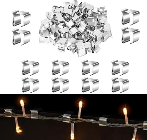 MEISO 50 Stück Dachrinnenhaken für Weihnachtsbeleuchtung, Dachrinnenhaken für Lichterketten, S-Clip-Haken, Lichterketten Halterung, ür Weihnachtsbeleuchtung, Küche, Garten (14 mm x 20 mm)