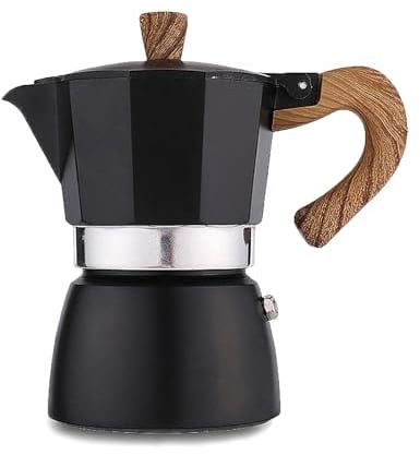 Retoteng Cafetière à expresso pour cuisinière – Cafetière à moka en aluminium de 3 tasses, petite cafetière de 142,7 g – Percolateur à café cubain manuel italien pour cappuccino, latte (noir)