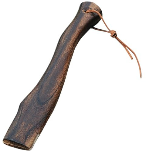 Axe Handle 13 Inch Wooden Hatchet Handle Replacement with Hanging Leather Cord Ergonomic Curved Hatchet Handle Replacement with Natural Wooden Grain Fit for the Interface 4 * 1.3cm Long, Axe Handle R