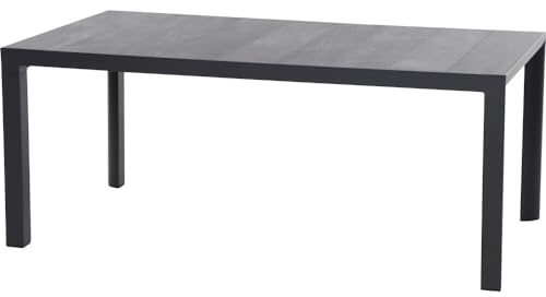 möbelando Gartentisch >Silva< in matt anthrazit, Wood Grey - 180x74x100 (BxHxT)