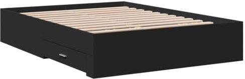 vidaXL Cama con Cajones, Somier Doble de Invitados, Estructura de Cama, Mueble para Dormitorio, Madera de Ingeniería Negro 120x190 cm