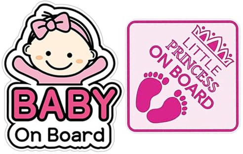 2 Adesivi di Avvertimento per Auto, Accessori, Cartelli di Sicurezza, Adesivi Impermeabili, Cartelli di Sicurezza per Bambini (Rosa)