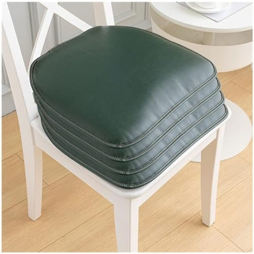 Grün,Set of 4, Stuhlkissen Für Esszimmerstühle, 43 X 40 cm Leder Hufeisen Stuhl Kissen Durable Soft Sitzkissen, rutschfeste Küche Stuhl Pad Mit Krawatten Mit Maschine Waschbar Abdeckung