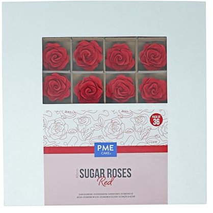 PME 4mm Roses en Sucre pour la décoration de gâteaux, 36 pièces (Rouge)