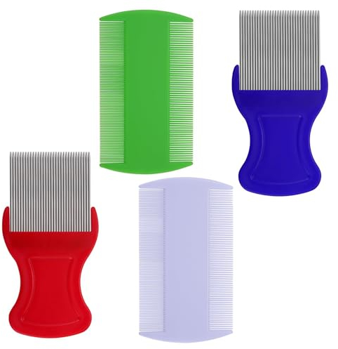 Auiremrti 4-teiliger Haarkamm,2 Läusekämme doppelseitig,2 Schuppenkamm mit Metallzähnen,Professionelles Anti-Schuppen-Mittel,Keine Haarschäden.