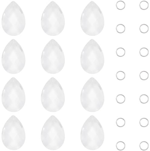 SOFPLATE 1 Box 12 Stück 36mm Kristall Kronleuchter Tropfen Aus Glas Kronleuchter Kristalle Ersatz Großes Transparentes Glas Hängende Wassertropfen Prismen Sonnenfänger Set Für Fenster Weihnachtsbaum