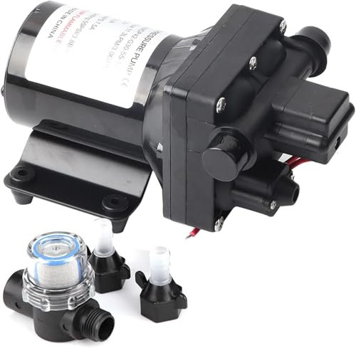 Membranwasserpumpe, 55 PSI 3 GPM Selbstansaugende Wohnmobilpumpe mit Druckschalter, 7,5 Ampere 12 V DC Selbstansaugende Wasserpumpe für Wohnmobile und Wohnwagen 4008101E65