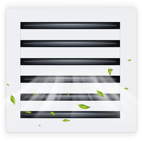 FA-STAR Cubierta de ventilación de aire acondicionado moderna de 12 x 12 pulgadas, rejilla de ventilación blanca decorativa, difusor de ranura lineal estándar, múltiples modos de flujo de aire,