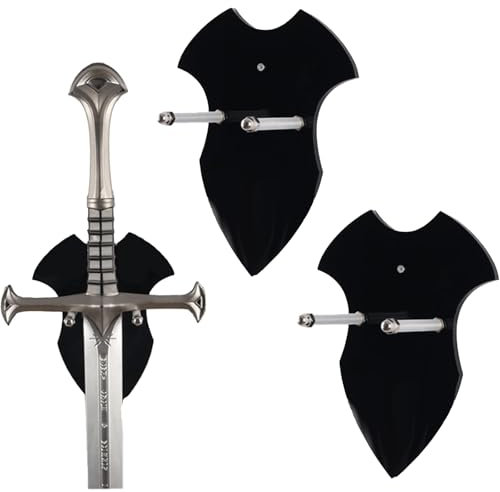 NIYATA Pack of 2 Acrylic Sword Wall Mounts, Black, Sword Hanger for Wall, Sword Holder for Axe and Sword, Vertical Display