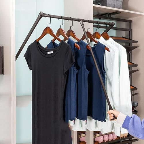 Wardrobe Lift Extendable Cloth Hanger, 550-670mm, 650-920mm, 880-1270mm Adjustable Hanging Lift Clothes Wardrobe Rail, Pull Down Wardrobe Rail Lift for Hanging Clothes, Loading 10-15kg(Size:M)