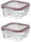 LOLAhome Set de 2 fiambreras de cristal con tapa hermética de 530 ml. Juego de 2 recipientes herméticos de vidrio de borosilicato transparente apto para microondas, horno hasta 400ºC y congelador.
