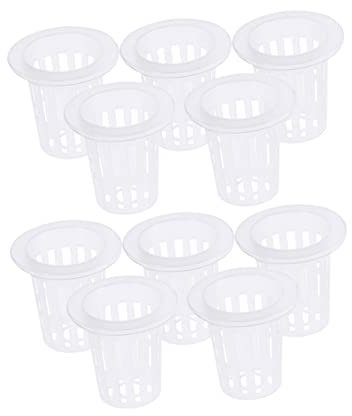 Happyyami 20pcs Translucent Plastic Net Pots Soilless Culture Basket for Hydroponic Vegetables, 50mm Mesh Diameter 68mm Height, Suitable for Hydroponics and Aquaponics Growing