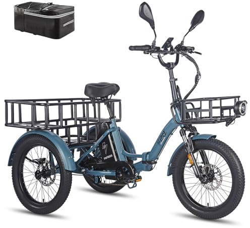 Fafrees F20 Mate E Bike Dreirad für Erwachsene Strassenzulassung [ Offiziell ] Damen Ebike Herren 180kg, Fat Elektrofahrrad 48V, Elektro Fahrrad 3 Räder für Senioren, elektrisch 3 Rad Fahrrad faltbar